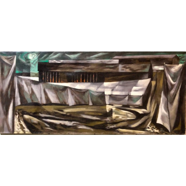 Paul Zimmerman, Social Realist Street Scene Modernist Landscape Oil Painting, 1953 For Sale - Image 4 of 4