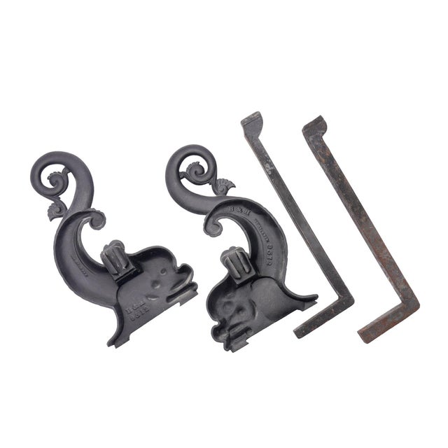 Early 20th Century Pair of Bradley & Hubbard Cast Iron Dolphin Form Andirons, C. 1900 For Sale - Image 5 of 10
