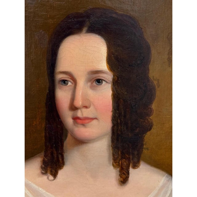 English 1830s English Oil Portrait of a Woman in White, Sarah Losh Architect & Designer For Sale - Image 3 of 18