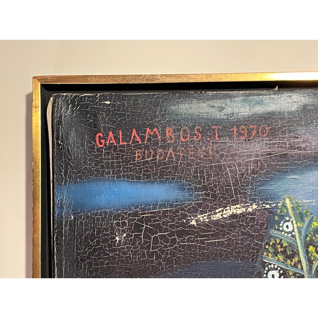 1970s 1970 Original Oil on Canvas Painting by Hungarian Artist Tamás Galambos For Sale - Image 5 of 9
