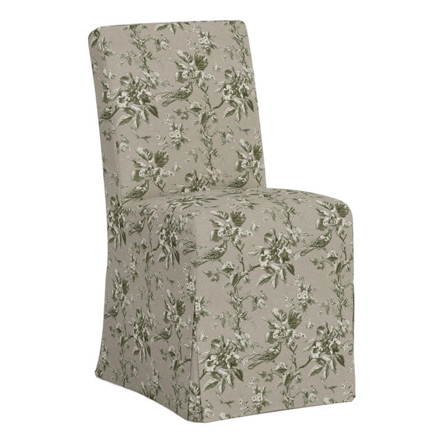 Stoffer Home x Cloth & Company Slipcover for Lindy Dining Chair in Bird Toile Olive For Sale