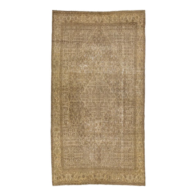 Brown Persian Malayer Wool Rug HandCrafted in the 1910s For Sale