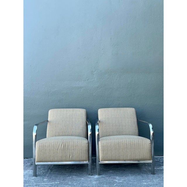 Vintage Boho Chrome Frame Lounge Chairs - A Pair For Sale In West Palm - Image 6 of 12