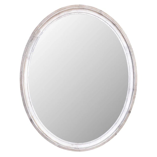 Italian Mid Century Silver Leaf Oval Mirror For Sale - Image 11 of 13