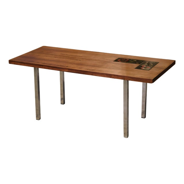 Coffee Table in Wood and Ceramic, 1960s For Sale