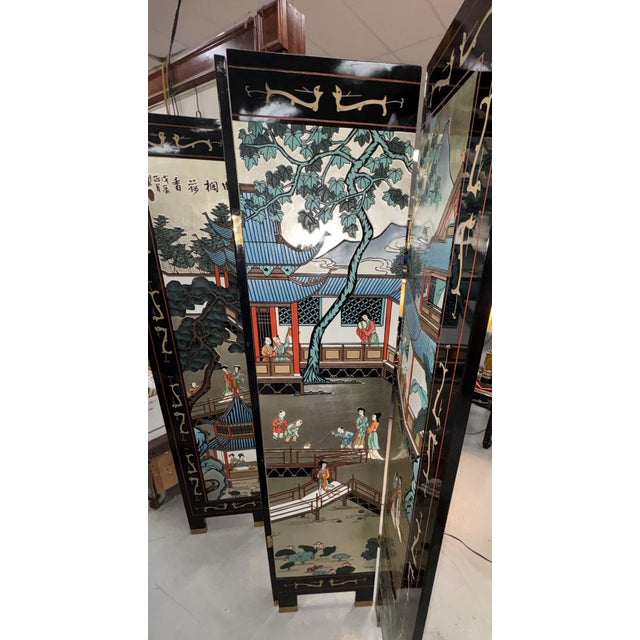 Chinese 1950s Chinese Coromandel Lacquer Screen Divider Screen For Sale - Image 3 of 16