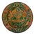 Handmade Terracotta Plate With Hand-Painted Green Flora and Fauna Design For Sale