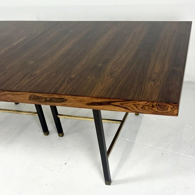 Harvey Probber Harvey Probber Rosewood Two Leaf Extension Dining Table Model 819r W. Solid Brass & Mahogany Legs For Sale - Image 4 of 12