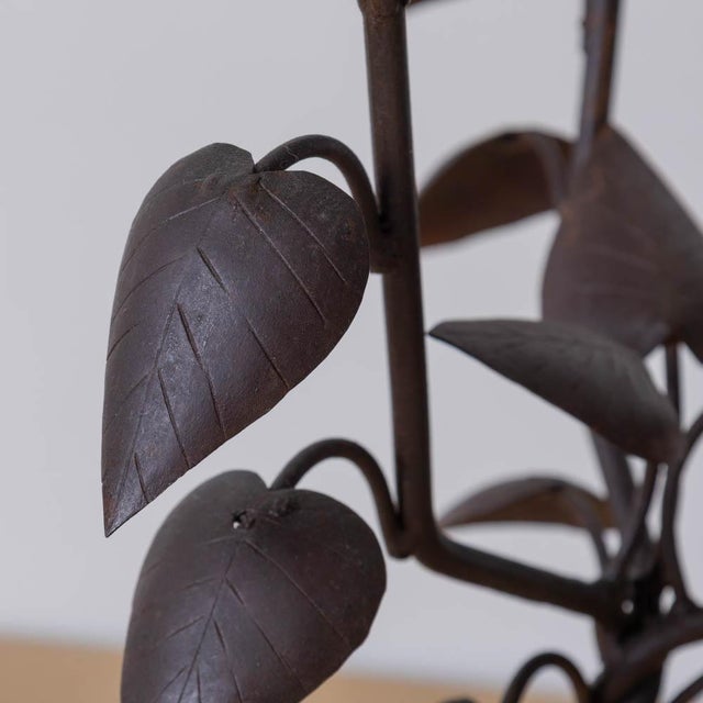 Black 1930s French Iron Leaf Candlestick For Sale - Image 8 of 13