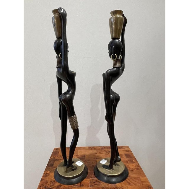 Metal Water Carriers Statuettes attributed to Karl Hagenauer, 1970s, Set of 2 For Sale - Image 7 of 12