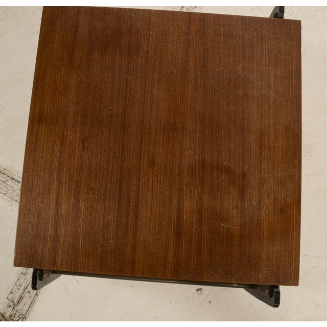 Wood Vintage Coffee Table in Walnut with Varnished Legs & Metal Parts, 1960s For Sale - Image 7 of 9