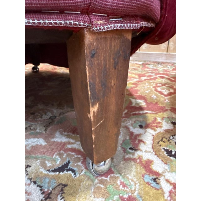 Wood Napoleon III Style Burgundy Velvet Toadstool Lounge Chairs, 1890s, Set of 2 For Sale - Image 7 of 8