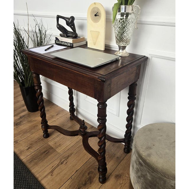 Antique Italian Walnut Console Desk, 1890s For Sale - Image 4 of 12