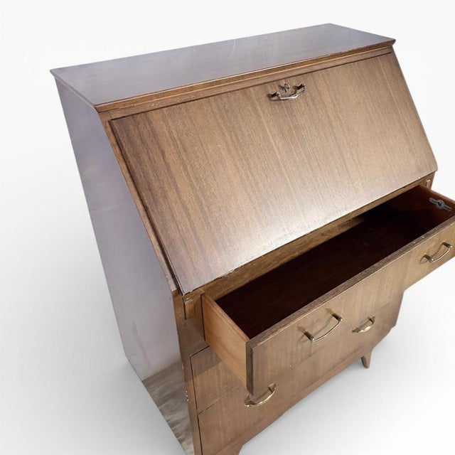 Mid-Century Secretary Desk with Drop Front and Tapered Legs For Sale - Image 6 of 7