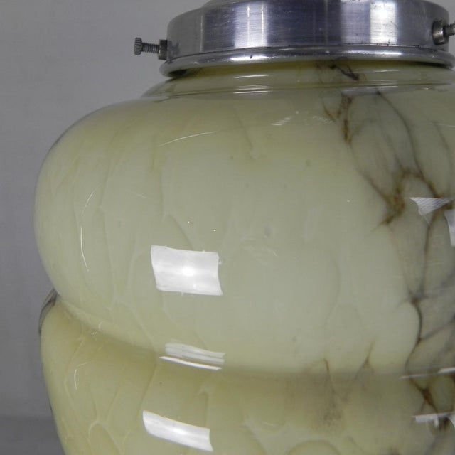 Art Deco Pendant Lamp with Marbled Glass Shade, 1930s For Sale - Image 13 of 17