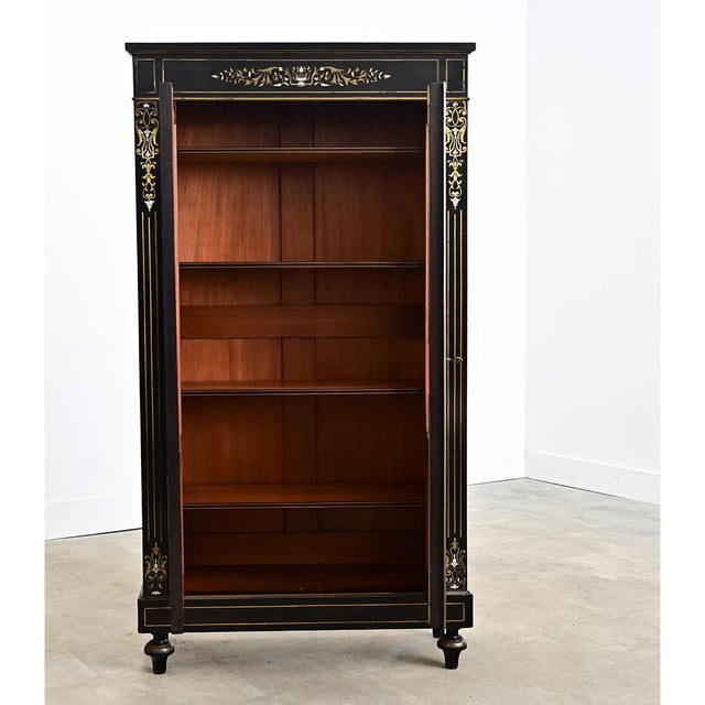 French 19th Century Ebonized & Inlay Petite Bibliotheque For Sale - Image 12 of 15