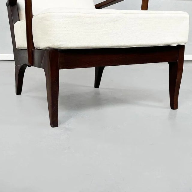Mid-Century Italian White Fabric & Wooden Armchair by Paolo Buffa, 1950s For Sale - Image 17 of 18