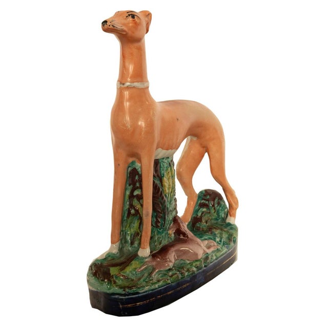 Antique 19thC Pair of Staffordshire Whippets Greyhounds Hunting Dog Figures 1860 For Sale - Image 10 of 17