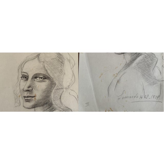 Mid 20th Century Mid 20th Century Old Master Art Drawings: Raphael, Leonardo, Rubens (Set of 5) - Unknown Artist For Sale - Image 5 of 8