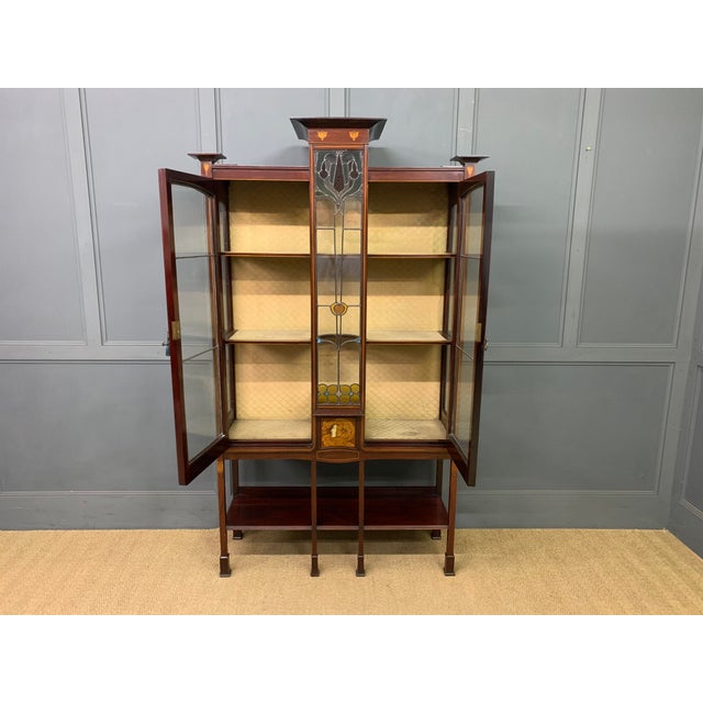 Arts and Crafts Inlaid Mahogany Display Cabinet, 1900 For Sale - Image 18 of 18