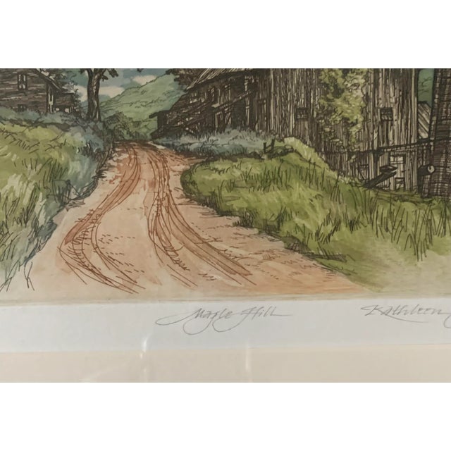 1980s "Maple Hill" Contemporary Landscape Etching by Kathleen Cantin, Framed For Sale - Image 5 of 8