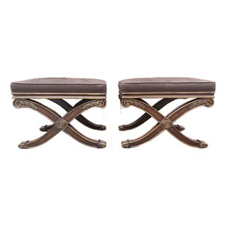 Vintage Ethan Allen Hollywood Regency Inspired Benches/Pair For Sale