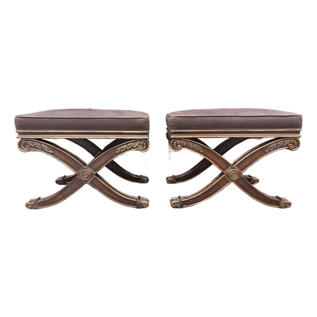 Vintage Ethan Allen Hollywood Regency Inspired Benches/Pair For Sale