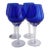 Vintage Italian Empoli Cobalt Blue Wine Goblets Glasses, Hand Blown - Set of 4 For Sale