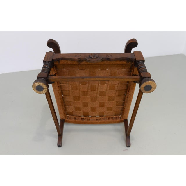 Danish Art Nouveau Lounge Chair in Oak and Papercord, 1930s. For Sale - Image 14 of 18