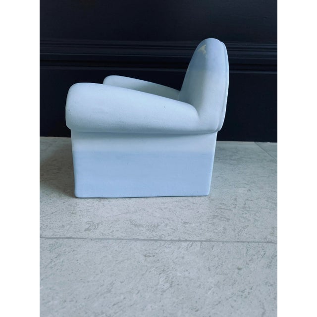 Sky Blue Vintage 1984 Sculpture - Italian L’aquilone Signed Handpainted Matte Porcelain Cloud Chair Sculpture For Sale - Image 8 of 10