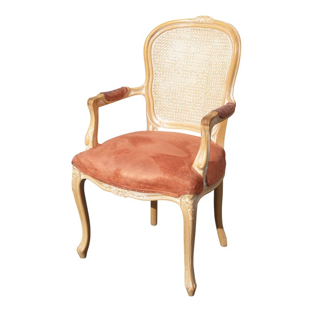Vintage French Provincial Cane Back Off White Accent Chair ...