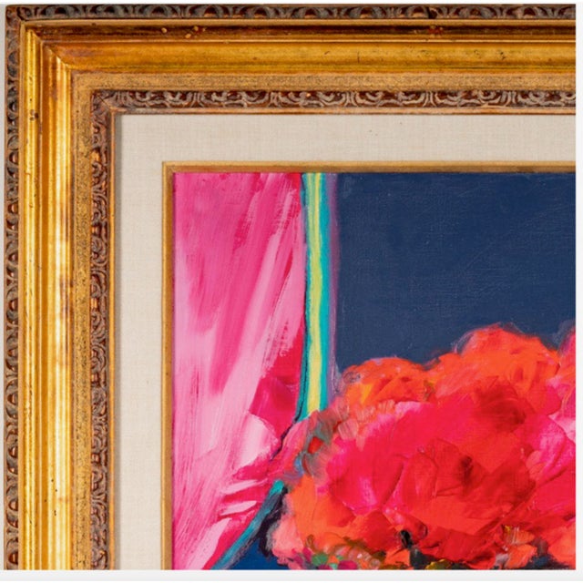 Post Modern Oil Painting "Bouquet Au Mirroir", Claude Hemeret (1929 -) For Sale - Image 4 of 10