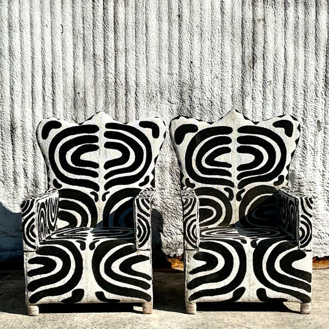 Late 20th Century Vintage Boho Beaded Lounge Chairs - a Pair For Sale - Image 5 of 6