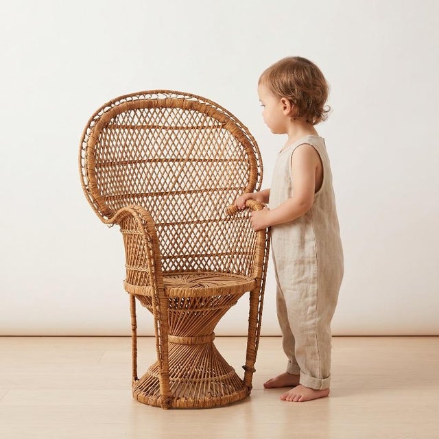 A beautiful and authentic vintage children’s philippines peacock, entirely handcrafted and handwoven in natural rattan in...