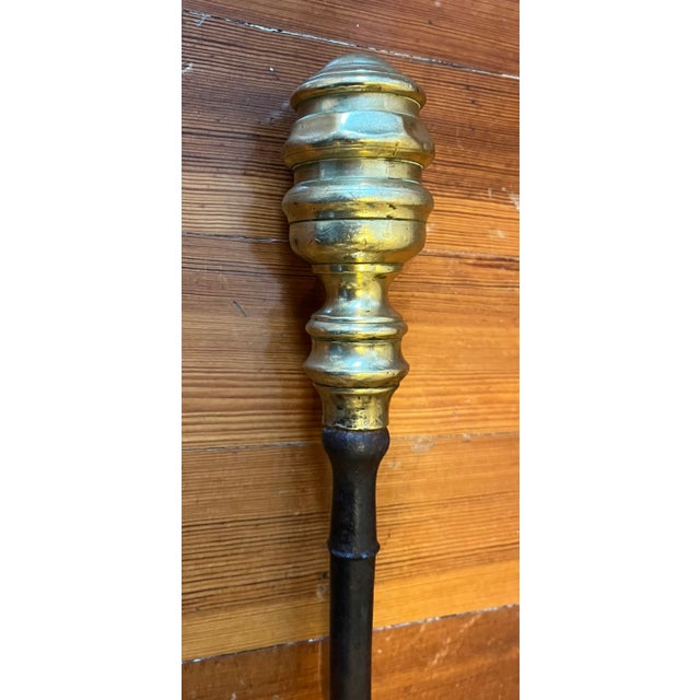 Early 19th Century Antique Early 19th Century American Federal Brass & Iron Fireplace Poker 1800 - 1820 For Sale - Image 5 of 8