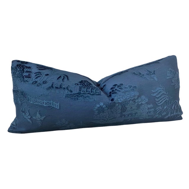 Add a little chinoiserie to your decor! A timeless pagoda motif on substantial upholstery weight viscose/linen fabric. A...