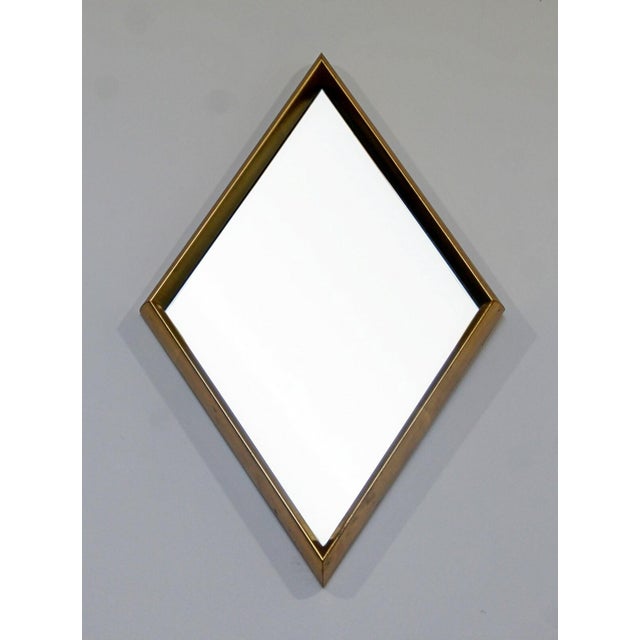 For your consideration is a delightful, diamond shaped, gold gilted wood wall mirror by La Barge, circa the 1960s. In good...