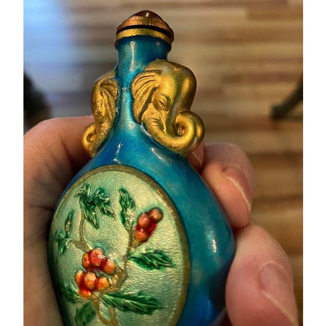 Antique Chinese Enamel Metal Snuff Bottles- Set of 2 For Sale - Image 11 of 12