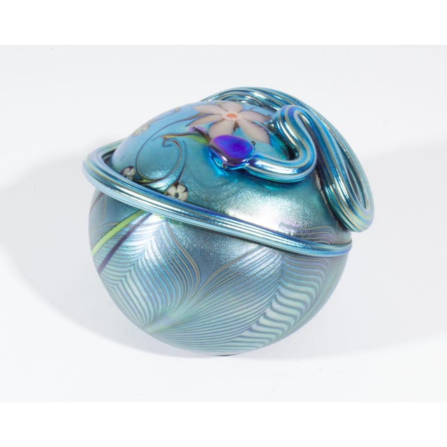 1970s 1979 Iridescent Art Glass Snake Paperweight by Orient & Flume For Sale - Image 5 of 8