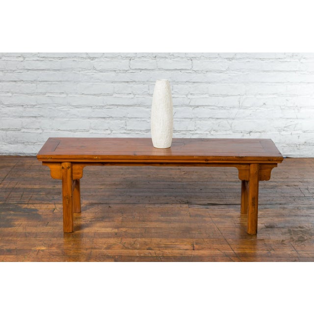 Brown Early 20th Century Chinese Wooden Carved Spandrel Cocktail Table For Sale - Image 8 of 13