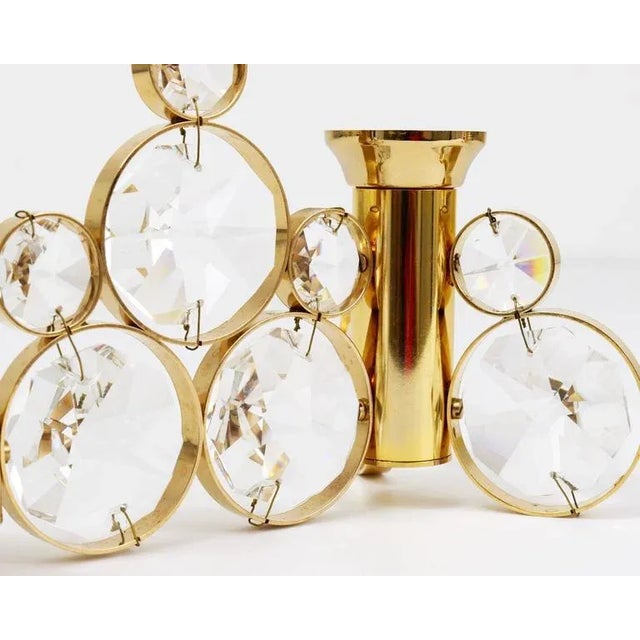 1970s Brass and Crystals Candleholder in the style of Gaetano Sciolari from Palwa, 1970s For Sale - Image 5 of 11