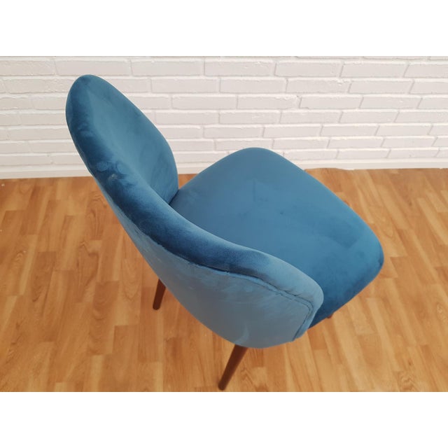 Mid-Century Retro Velvet & Beech Chair For Sale - Image 11 of 13
