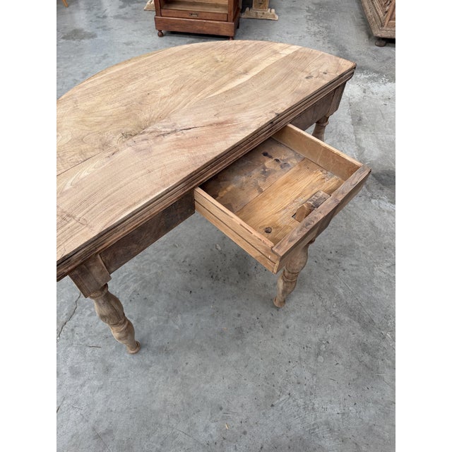 Wood 19th Century Half-Moon Table in Walnut For Sale - Image 7 of 14