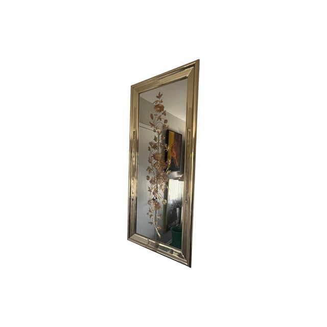 Hollywood Regency Vintage 1980s Hollywood Regency Bird Flower Gold Gilt Mirror Postmodern For Sale - Image 3 of 8