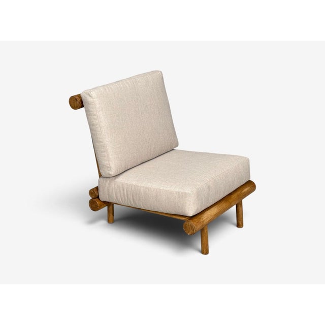 Charlotte Perriand, Rare 'La Cachette' Lounge Chairs, Oak, Fabric, France, 1960s For Sale - Image 10 of 18