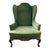 Vintage Wingback Chair and Ottoman by Woodmark Originals in Green Velvet With Terracotta Piping, a Set For Sale - Image 11 of 13