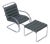 Set of Bauhaus MR40 Lounge Chair with Ottoman in Leather by Mies Van Der Rohe for Knoll, 2000s For Sale