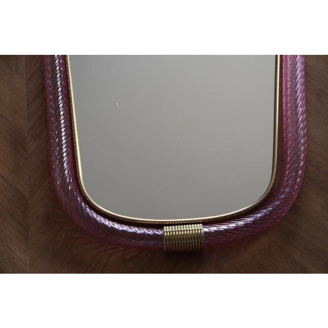 Twisted Pale Pink Murano Glass Mirror, 2000s For Sale - Image 14 of 18