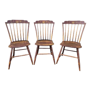Early 19Thc Original Paint Decorated Windsor Chairs