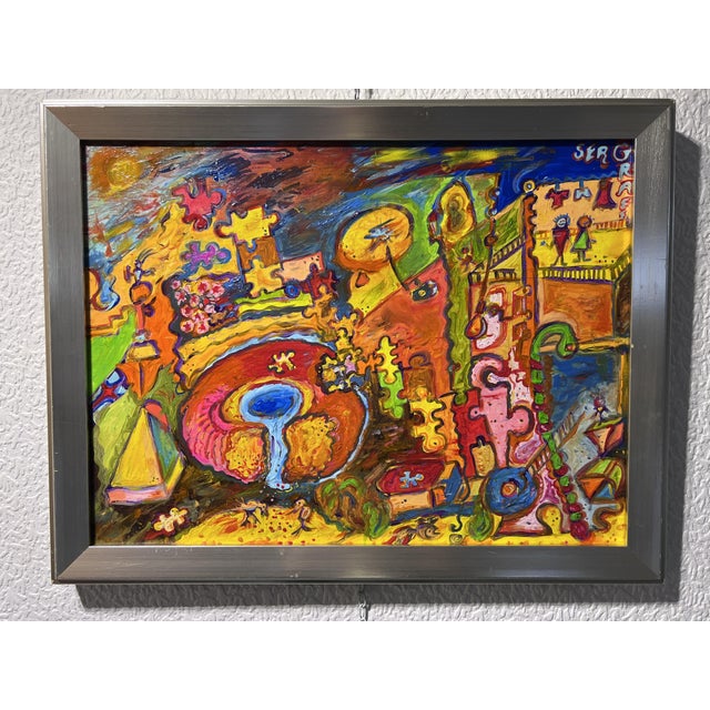This is a one‑of‑a‑kind original oil painting on canvas in a fantasy abstract style by artist Serg Graff, titled “Secret...